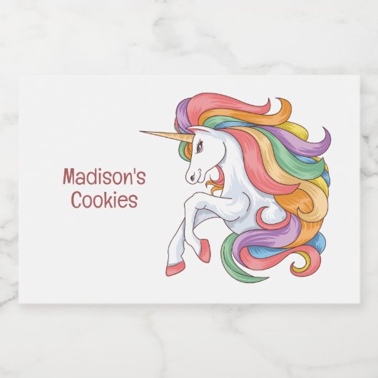 Aangepaste tekst Kleurrijke Eenhoorn Voedselcontainer Etiket (Enkel label)