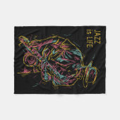Aangepaste tekst kleurrijke Jazz Player Fleece Deken (Voorkant (Horizontaal))