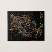Aangepaste tekst kleurrijke Jazz Player Legpuzzel (Horizontaal)