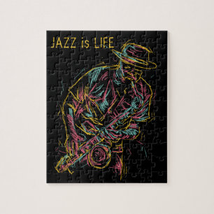 Aangepaste tekst kleurrijke Jazz Player Legpuzzel