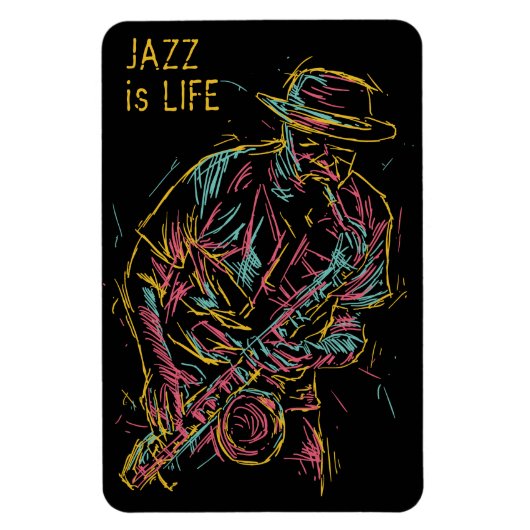 Aangepaste tekst kleurrijke Jazz Player Magneet (Verticaal)
