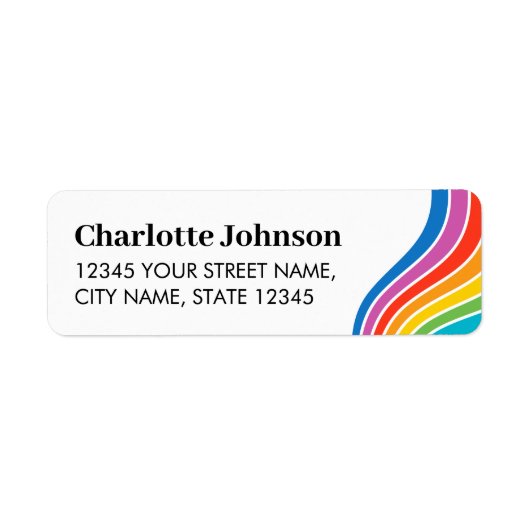 Aangepaste tekst Kleurrijke Regenboog Wave Retoura Etiket (Voorkant)