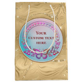 Aangepaste tekst, kleurrijke vlinders en hartliefd medium cadeauzakje (Voorkant)