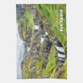 Aangepaste tekst Klifbrekkufossar, IJsland Theedoek (Verticaal)