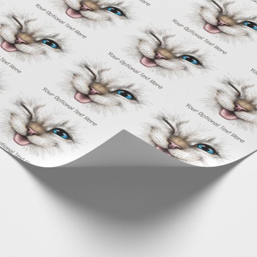 Aangepaste tekst knipperende kat cadeaupapier (Hoek)