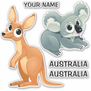 Aangepaste tekst Koala & Kangaroo stickers