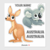 Aangepaste tekst Koala & Kangaroo stickers (Vel)