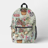Aangepaste tekst koele hand getekende  bloemschede bedrukte rugzak (Voorkant)