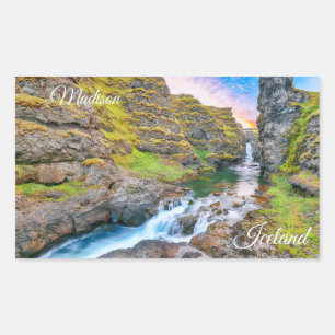 Aangepaste tekst Kolufossar Waterfall, IJsland Rechthoekige Sticker