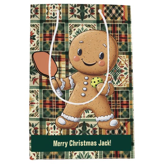 Aangepaste tekst Kruimelig Kerst Rally Gingerbread Medium Cadeauzakje (Voorkant)