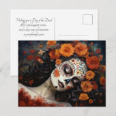 Aangepaste tekst 💀 La Calavera Catrina met rozen Briefkaart (Voorkant / Achterkant)