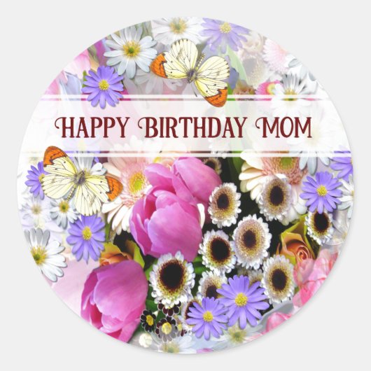 Aangepaste tekst  lente Bouquet Ronde Sticker (Voorkant)