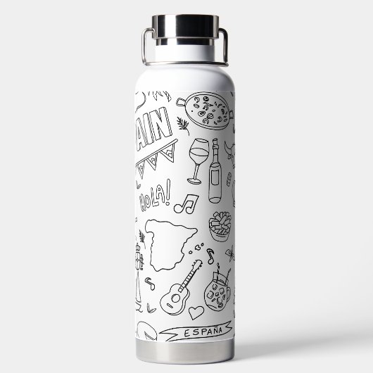 Aangepaste tekst Let's Travel Pictogram Wit Waterfles (Achterkant)