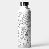 Aangepaste tekst Let's Travel Pictogram Wit Waterfles (Links)