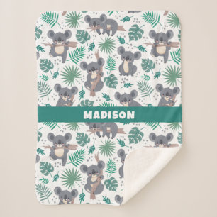 Aangepaste tekst Leuke Koala's Patroon Sherpa Deken