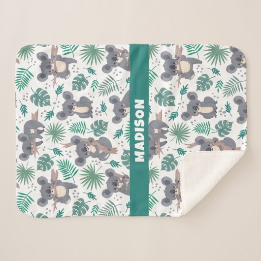 Aangepaste tekst Leuke Koala's Patroon Sherpa Deken (Voorkant (horizontaal))