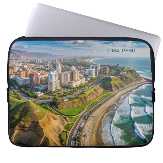 Aangepaste tekst Lima, Peru Laptop Sleeve (Voorkant)