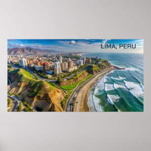 Aangepaste tekst Lima, Peru Poster