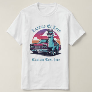 Aangepaste tekst Llama Classic Car Vaderdag T-shirt