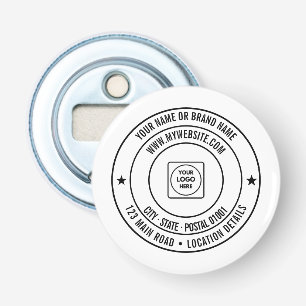 Aangepaste Tekst Logo Naam Adres Website Ontwerp Button Flesopener