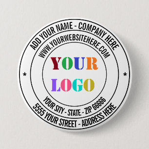 Aangepaste Tekst Logo Naam Adres Website Promotion Ronde Button 7,6 Cm