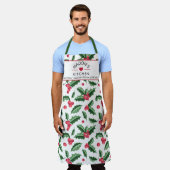 Aangepaste tekst Love Holy Berry Pattern Schort (Gedragen)