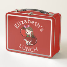 Aangepaste Tekst Lunchbox met Apple Chibi