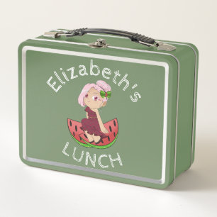Aangepaste Tekst Lunchbox met Watermelon Chibi