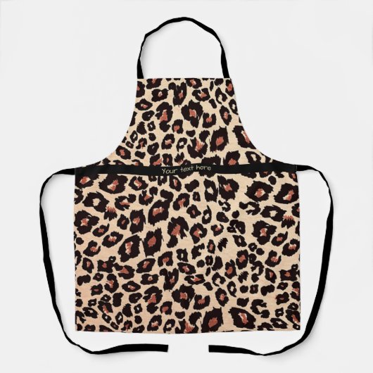 Aangepaste tekst Luxe leopard Apron chic Schort (Voorkant)