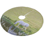 Aangepaste tekst / Majestic White Horse bij een ri Fleece Kerstboom Rok (Gekanteld)