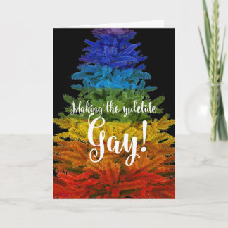 Aangepaste tekst "Making the Yuletide Gay!" Feestdagen Kaart
