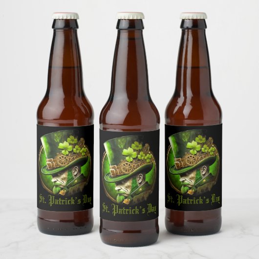 Aangepaste tekst Mechanische Tophat St Patrick's D Bier Etiket (Flessen)