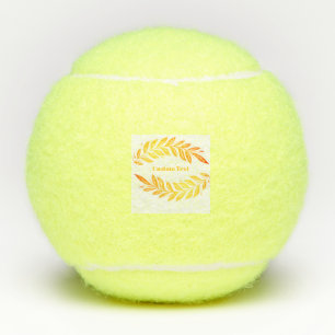 Aangepaste tekst met bladlogo afbeelding sport duu tennisballen