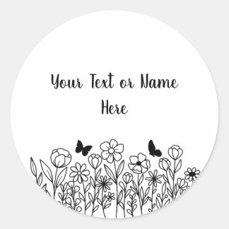 Aangepaste tekst met bloemen ronde sticker