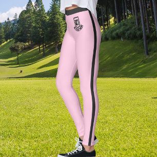 Aangepaste tekst met foto van huisdier Roze Zwart Leggings
