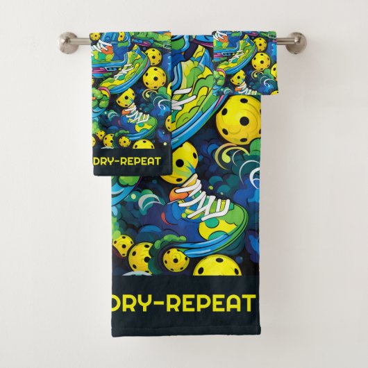 Aangepaste tekst met Psychedelic pickleballs Bad Handdoek (Insitu)