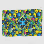 Aangepaste tekst met Psychedelic pickleballs Golfhanddoek (Horizontaal)