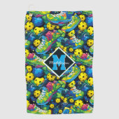 Aangepaste tekst met Psychedelic pickleballs Golfhanddoek (Voorkant)