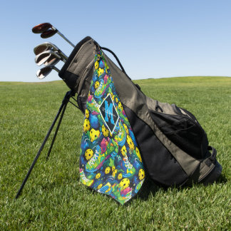 Aangepaste tekst met Psychedelic pickleballs Golfhanddoek