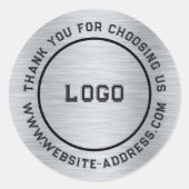 Aangepaste tekst metallische grijze textuur ronde sticker (Voorkant)