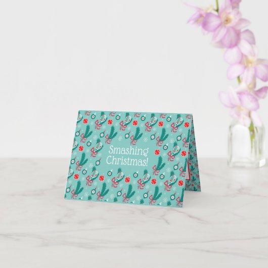 Aangepaste tekst Minty green Tennis kerst Kaart (Orchidee)