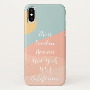 Aangepaste tekst modern design trendy blue roze ch iPhone x hoesje