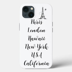 Aangepaste tekst modern design trendy paris zwart iPhone 13 hoesje