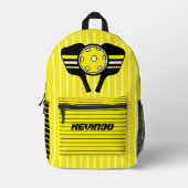Aangepaste tekst modern heldergeel zwart Picklebal Bedrukte Rugzak (Voorkant)
