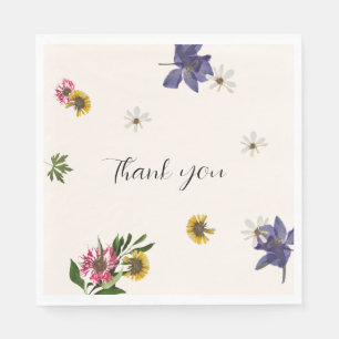 Aangepaste tekst Moderne Lila bloemen Dank u serve Servet