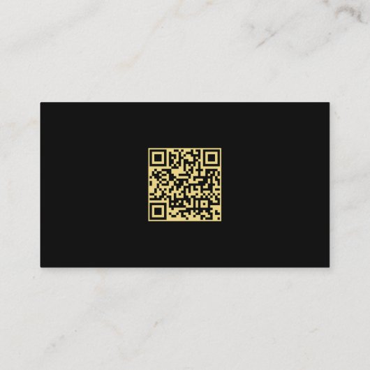 Aangepaste Tekst Moderne Sjabloon QR Code Zwart &  Visitekaartje (Achterkant)