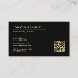 Aangepaste Tekst Moderne Sjabloon QR Code Zwart &  Visitekaartje