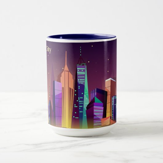 Aangepaste tekst mokken van de illustratie New Yor (Midden)