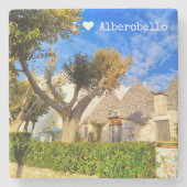 Aangepaste tekst, mooi uitzicht van Alberobello, A Stenen Onderzetter (Voorkant)