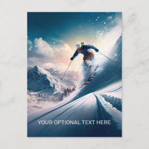Aangepaste tekst Mountain Skier Briefkaart